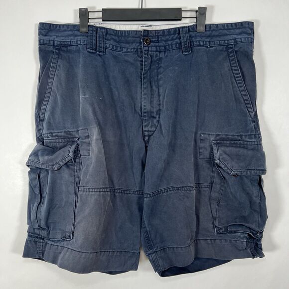 Polo Ralph Lauren Cargo Shorts Men Size 40 Navy Blue 10” Inseam Faded Distressed - Picture 1 of 16